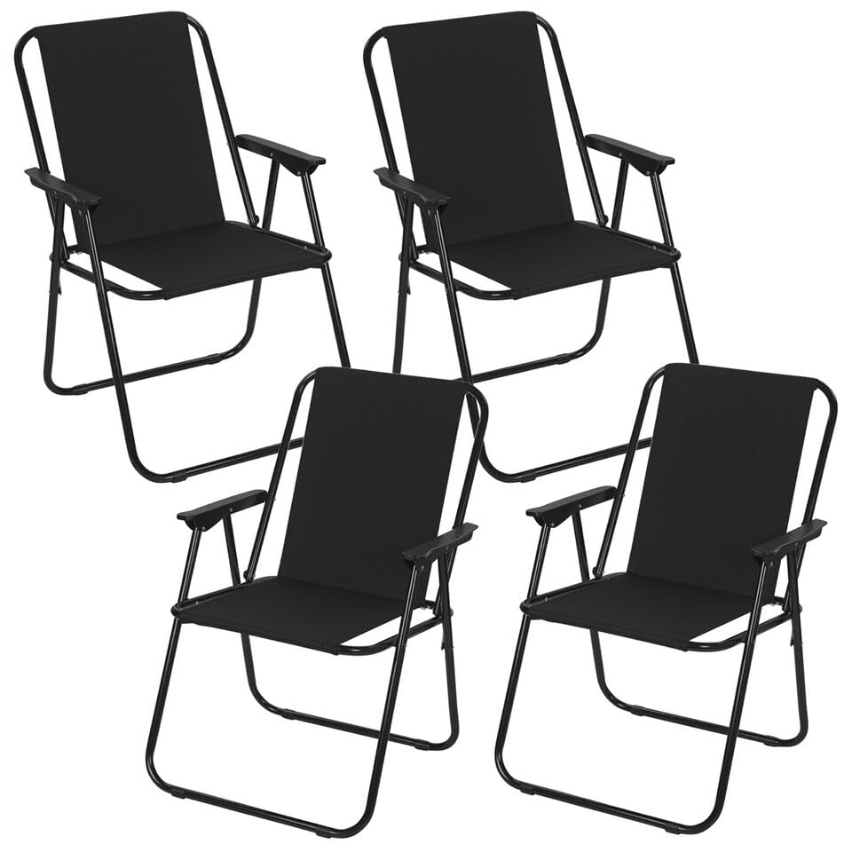 URBNLIVING Garden Patio Metal Folding Spring Deck Chairs Are Perfect For Camping, Beach Picnics, and Outdoor Gatherings โ image 1