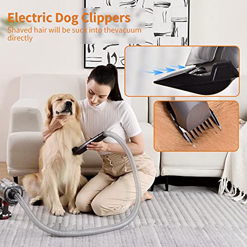 Dog Grooming Vacuum Attachment Kit, Pet Vacuum Brush For Shedding Grooming With Slicker Brush, Electric Dog Clippers, Deshedding Brush, Crevice Nozzle For Cat Dog Hair Remover #TOP3