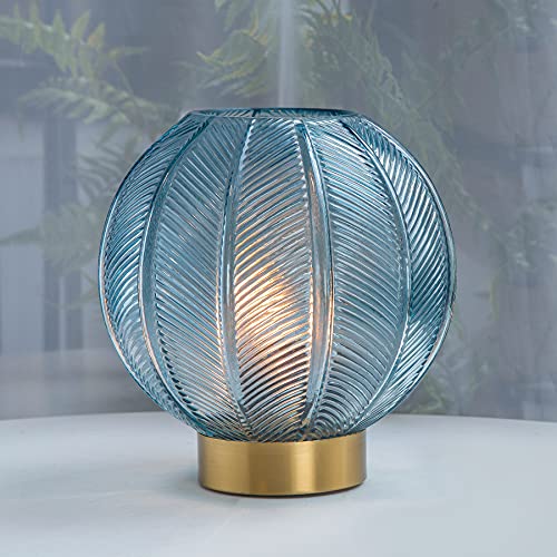 Battery Operated Lamp, Table Lamp LED with Timer for Bedrooms, Glass Night Light for Home Cordless, Beside Desk LED Night Lamps Indoor Decorative lamp for Centerpiece/Gift/Wedding(Blue)