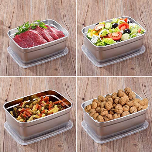 Set 4 Contenitori Per Snack In Acciaio Inossidabile 304 Con Coperchi In Silicone - A Prova Di Perdite