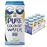C2O Pure Coconut Water - Plant Based, Non-GMO, No Added Sugar, Essential Electrolytes - 16.3 FL OZ (Pack of 8)