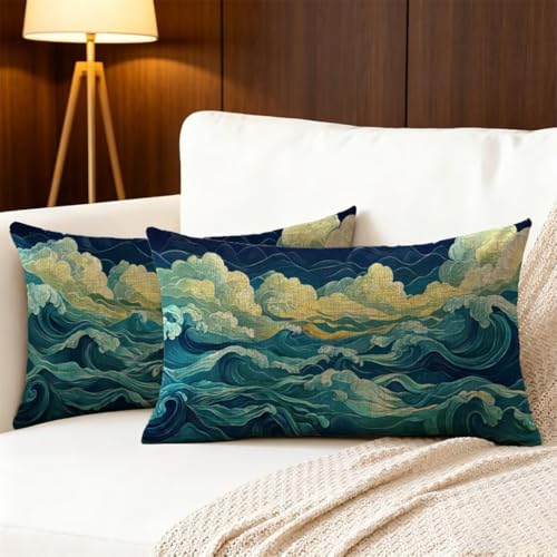 Housse de coussin extérieur imperméable bleu 40x60 protégeant votre canapé de jardin - 6