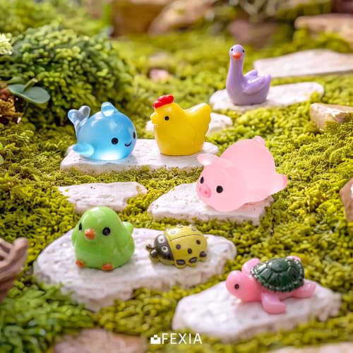 Image of FEXIA 140PCS Mini Resin Animal Figurines Tiny Animals for Fairy Garden | Many Styles Mini Resin Animal Tiny Animal Figurines Bulk Set,for Fairy Garden, Micro Landscape, Aquarium & Crafts Decor
