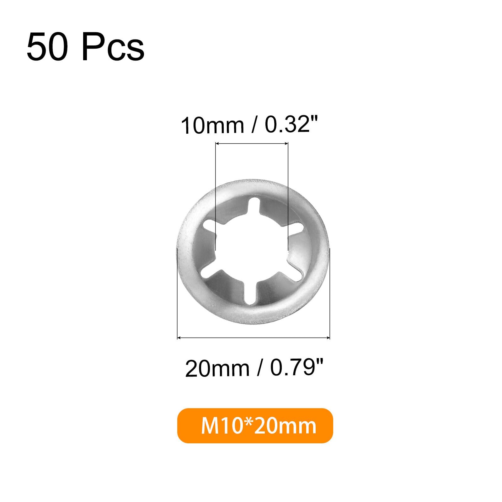 Toolparts and Accessories 50PCS Internal Tooth Starlock Push On Locking Washers Stainless Steel M10 X 20mm (#CN#130824-14588)