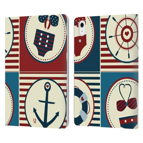 Carcasa de cuero tipo libro para iPad Air 2020 azul oscuro verano náutico Head Case Designs