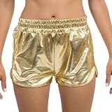 Chaks - Metallic Shorts, glänzende Hotpants mit Taschen, Kurze Hose, Party Outfit für Festival, Sommer-Look, Karneval