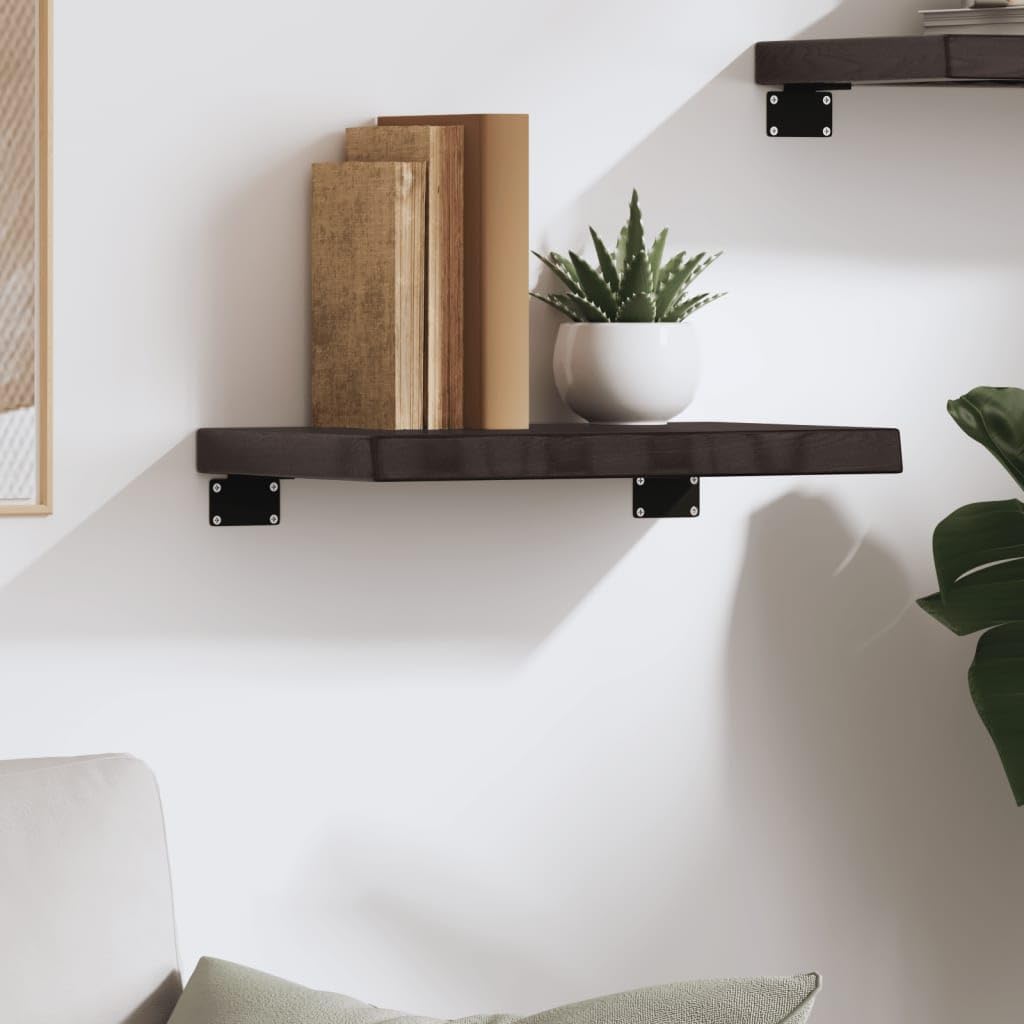YUANCHUTOP 40x30cm Live Edge Floating Wall Shelves, Rustic Wood Wall Shelves, Natural Decor Shelf Unit Wall Mounted for Living Room, Kitchen, Office, Bedroom