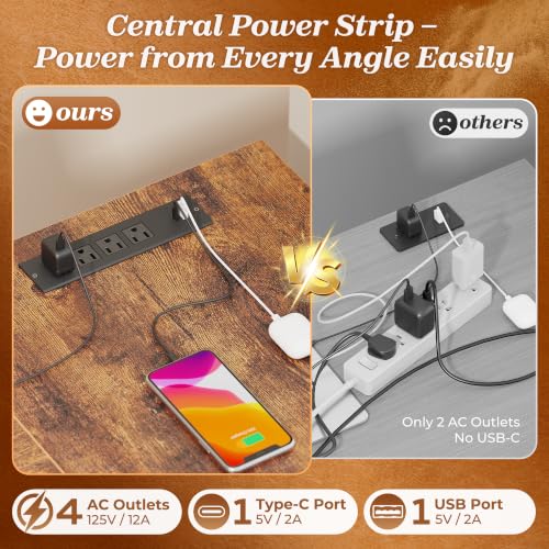 PRAISUN 47.2'' L Shaped Office Desk with Power Outlets and 3 Drawers - image 4