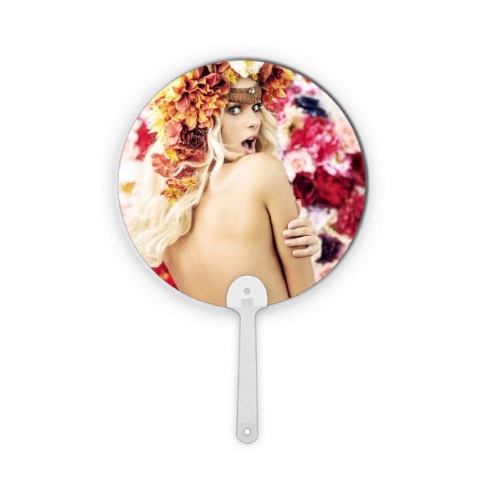 Éventail rond en plastique Fleurs Décorées artisanat asiatique et style rétro