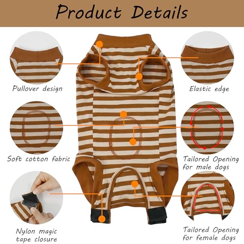 Image of Dog Surgery Recovery Suit Spay Recovery Onesie for Female Male Dogs | Soft,Breathable,Anti-Licking,Post-Op,Surgical Suit,for Abdominal Wounds,Alternative to E-Collar Cone,for Large Pets Brown XL