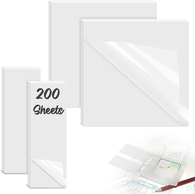 200 Sheets 4 Pads Transparent Sticky Notes, Clear Notes, 2 Sizes Self-Stick Note Perfect for Studying and Writing in Text Books, Apply to Office, School (100 Sheets 76*76mm+100 Sheets 25*76mm)