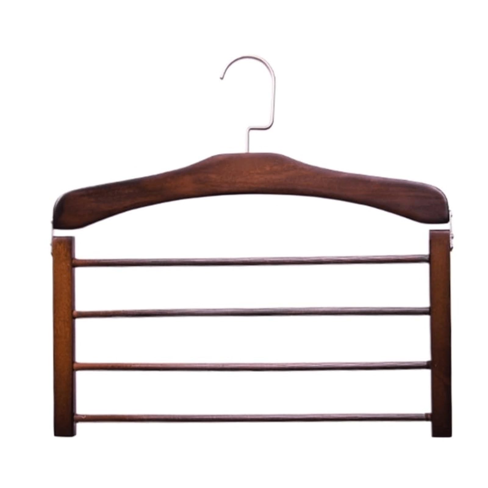 Clothes Hangers 5-Tier Wooden Pants Hanger,Multi-Layer Space Saving Trousers Rack with Swing Arms,Non-Slip Solid Wood Closet Organizer(Brown)