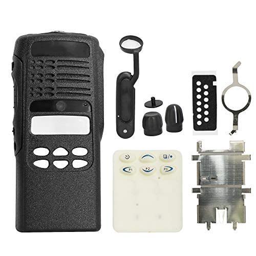 Limited Keypad Replacement Case Housing Cover for Motorola HT1250 Two Way Radio – Black Front Shell with PTT, Knobs & Stickers