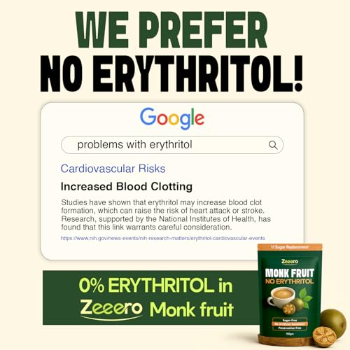 Image of Zeeero Monk Fruit Sweetener without Erythritol | Monkfruit Extract with Allulose | 1:1 Sugar Replacer | Monk sugar /monk fruit powder | No Preservatives