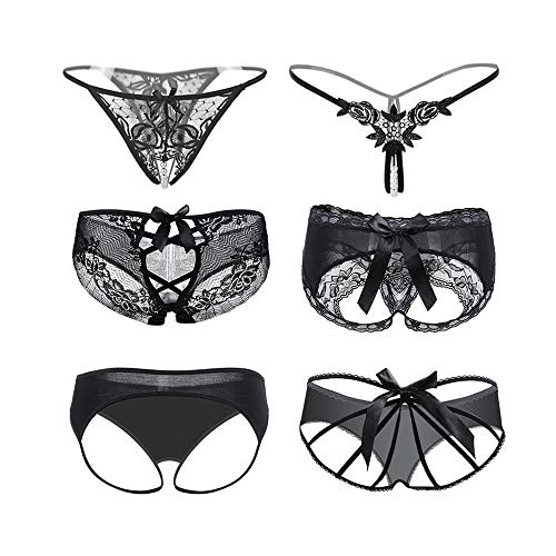 Nightaste Women's Sheer Lace G-String Panties Assorted Low-Rise T-Back Tangathong V-String Panty Knickers (S, Style 2)