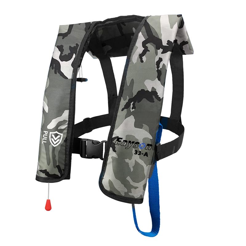 Eayson Lightweight Inflatable Life Jacket Life Vest for Adult Classic Automatic (ES607 White Camouflage Auto)