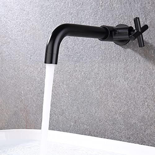 Kitchen Faucet Extended Water Outlet Single Cooling Faucet Wall Mounted Brass Tap,Black #TOP2