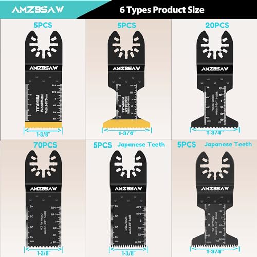 110PCS Oscillating Saw Blades Set, Professional Blades for Soft Metal Wood Plastics, Quick Release Multi Tool Blades Kits for Oscillating Tool Accessories