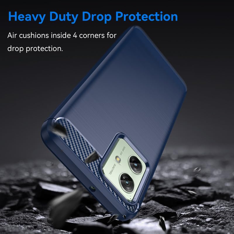 Image of Hybrid Carbon Fiber Back Case for Motorola Moto G54 5G / G64 5G (Blue)