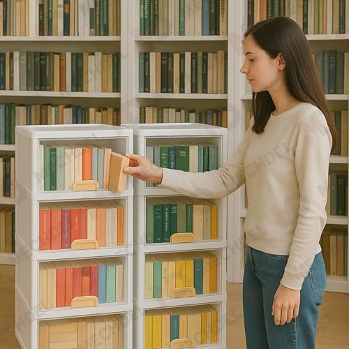 Image of mechdel Cupboard Rack for Clothes Plastic Cabinet for Storages Foldable Wardrobe for Clothes Plastic Cloth Rack for Storages Clothe Storage (Cupboard Rack-1 Door - Transparent, 4+4 (Set))
