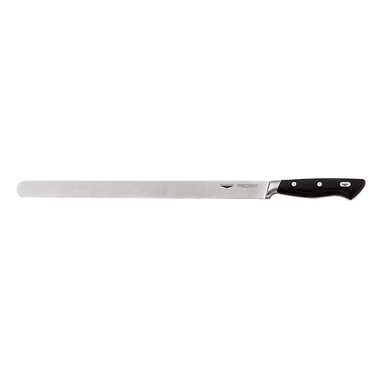 Couteau à jambon 36 cm en acier durable avec son manche noir ergonomique