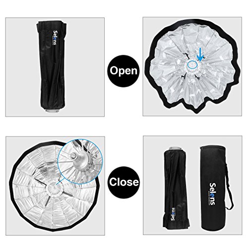 Selens 85cm 16 Rods Parabol Softbox Quick Collapsible Beauty Dish Diffusor mit Bowens Mount für Blitz Speedlite… – Bild 6