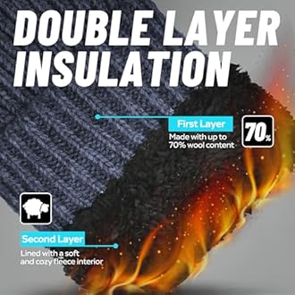 Whiteleopard Men's Winter Gloves Warm Lining Elastic Cuff - Knit Stretchy Cold Weather Warm Knit Thick Gloves Mittens