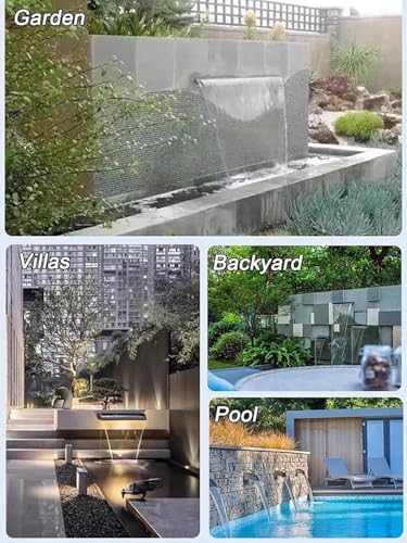 Heavy Duty Stainless Steel Waterfall Fountain Spillway for Garden Pond, Patio & Deck - 76.8in Wide Water Spray Accessories for Pool & Outdoor Water Features