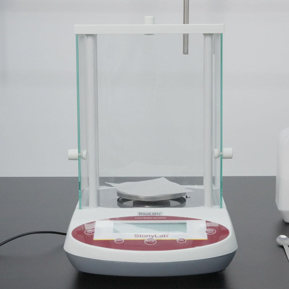 stonylab Bilancia analitica di precisione, 500 g x 0,001 g (1 mg) Bilancia elettronica da laboratorio Bilancia analitica ad alta precisione Bilancia per gioielli con schermo e display a LED, 110 V