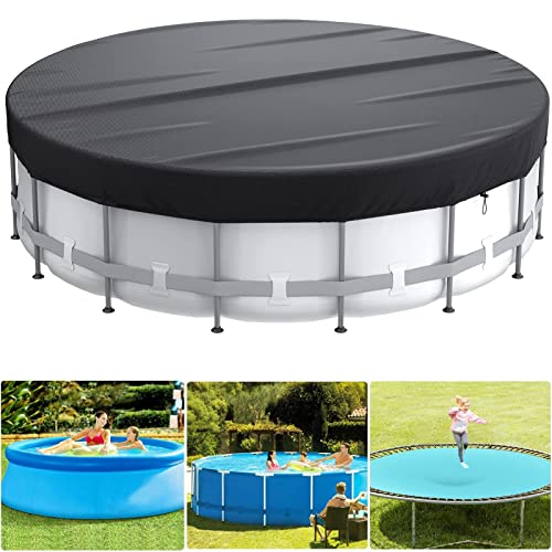 Moageme 12ft Round Pool Cover, 2024 Upgrade Solar Covers for Above Ground Pools, Waterproof and Dustproof Inground Pool Cover Protector Hot Tub Cover with Drawstring to Increase Stability (Black)