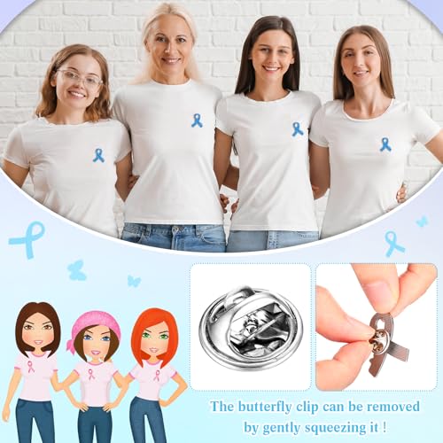 Image of Child Abuse Prevention Awareness Pin Metal Blue Ribbon Lapel Pins Bulk Colon Cancer Awareness for Charity Church Party