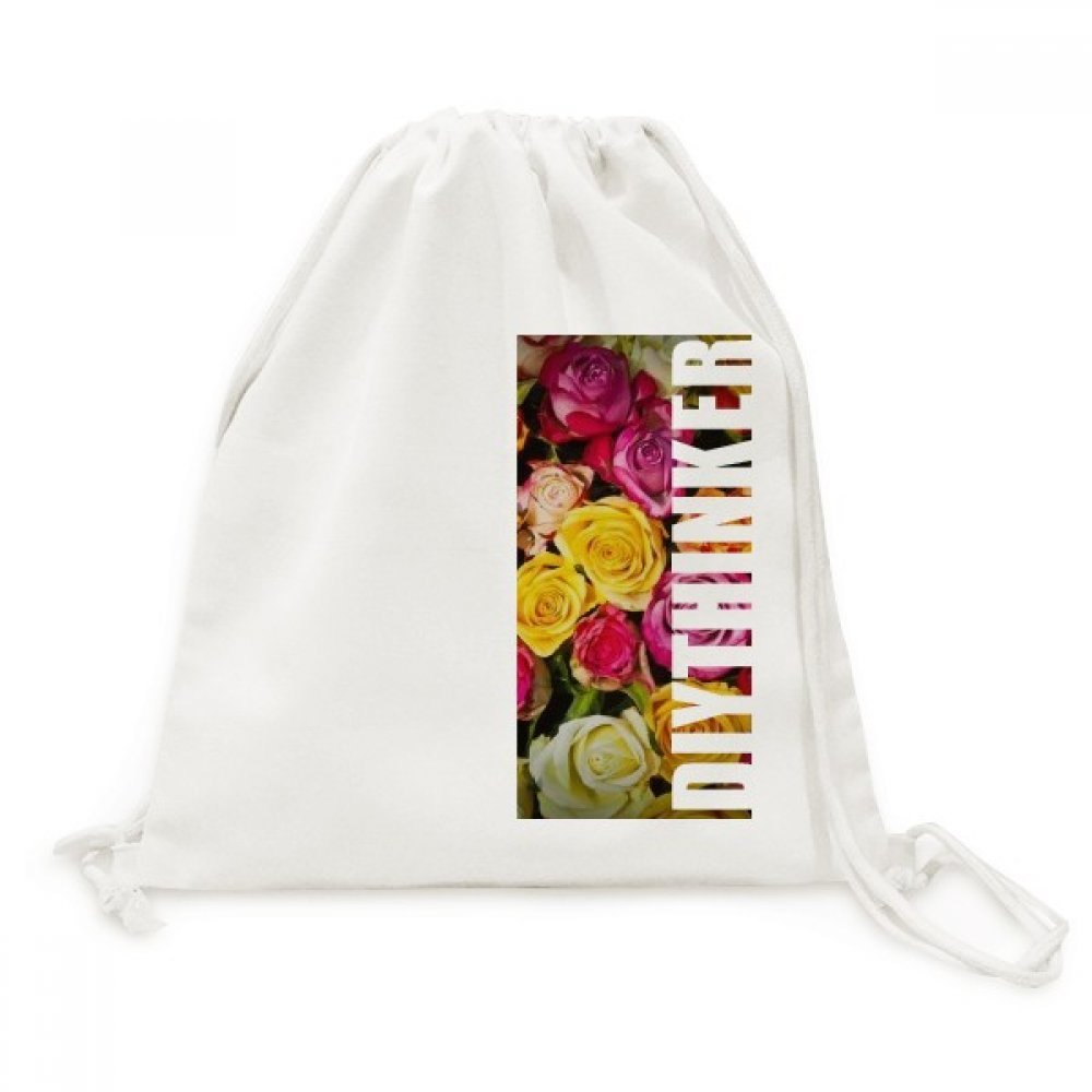 Sac à dos cordon roses de voyage en toile légère imprimée fleur