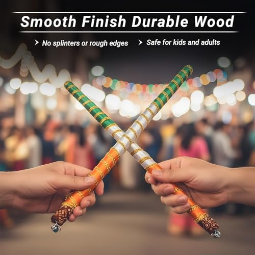 SATVIK 10 Pairs (20 Pcs) Wooden Dandiya Sticks – Handcrafted Multicolor Dance Props for Events & Cultural Performances - image 3