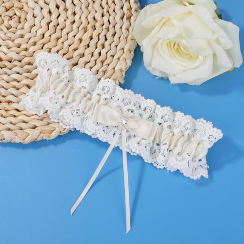 Lace Bridal Garter, Elegant Stretchable Bow Bride Wedding Garter Wedding Accessories for Women Girls Bridal Shower Parties3