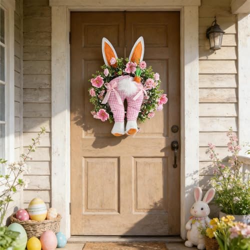 Couronne lapin de Pâques suspendre déco extérieure réutilisable