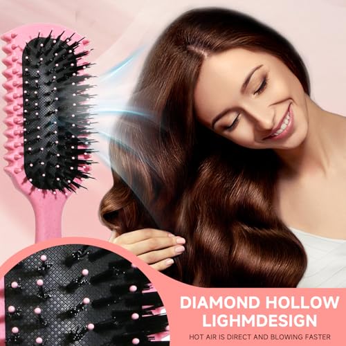 UQYNZO Brush, Curl Defining Brush with 3 Pcs Slick Back Hair Set Bristle Edge Control Teasing Comb, For Combing and Shaping in All Hairstyles to Reduce Pulling (Pink)