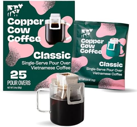 Copper Cow Coffee Vietnamese Pour Over Single Serve Dark Roast 25 Pack