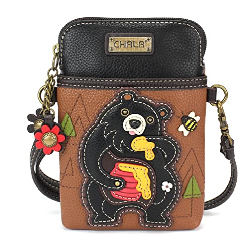 Image of CHALA Wilderness Animal Collection Cell Phone Crossbody Purse-Women PU Leather /Canvas Multicolor Handbag w /Adjustable Strap