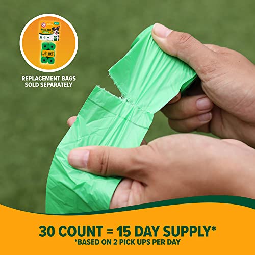Image of Arm & Hammer Dog Bone Shape Dog Poop Bag Dispenser With 30 Count Plant-Based Poop Bags With Activated Baking Soda; 9 x 14 Inches; White