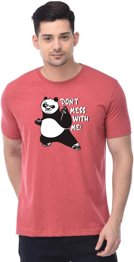 GenericThreadMonk Cotton Men's Don't Mess with Me Printed Half Sleeves Tshirts Regular Fit (Pink, Extra�Large)