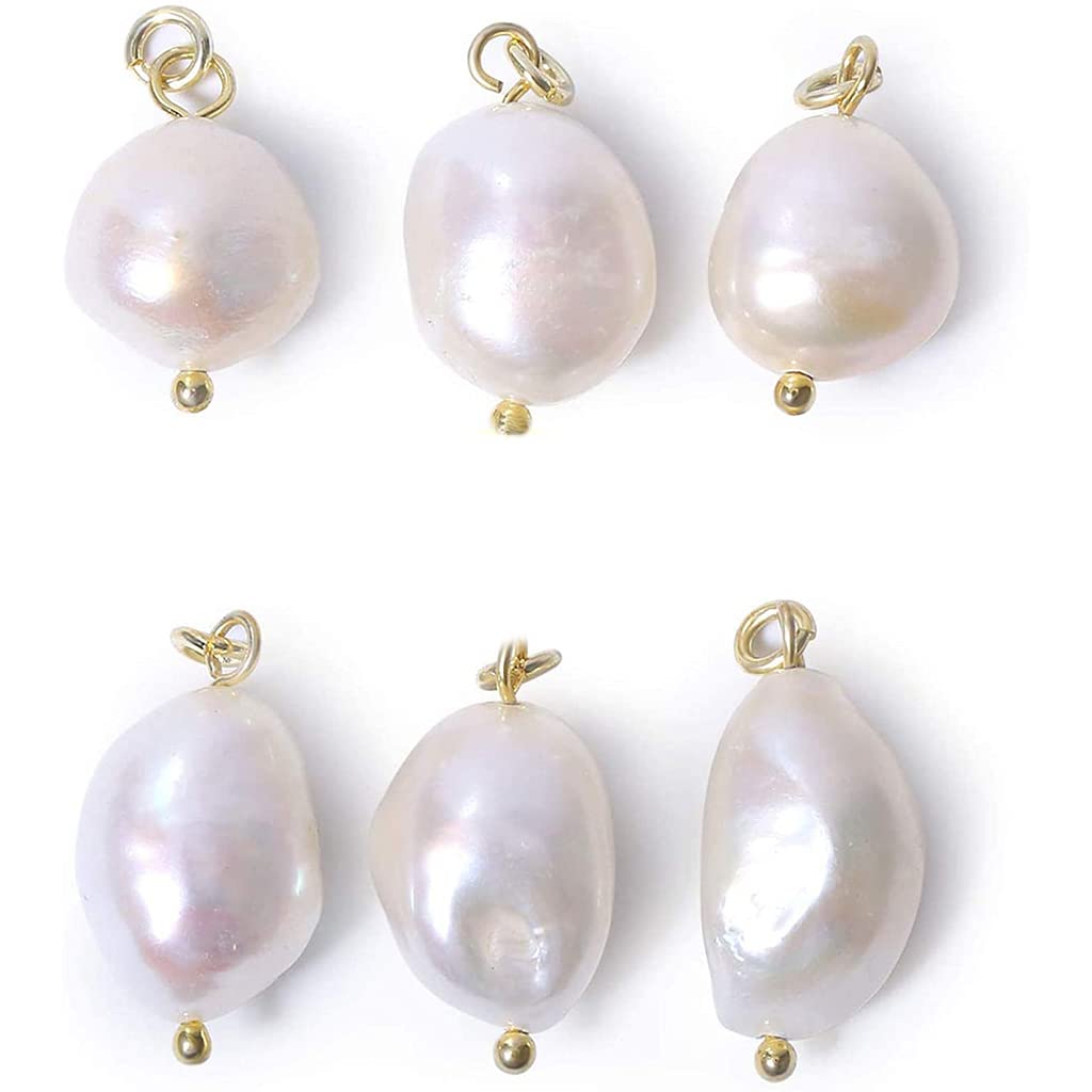 oringnat 6Pcs Freshwater Pearl Charms Irregular Shaped Pendant Beads Jewelry Making