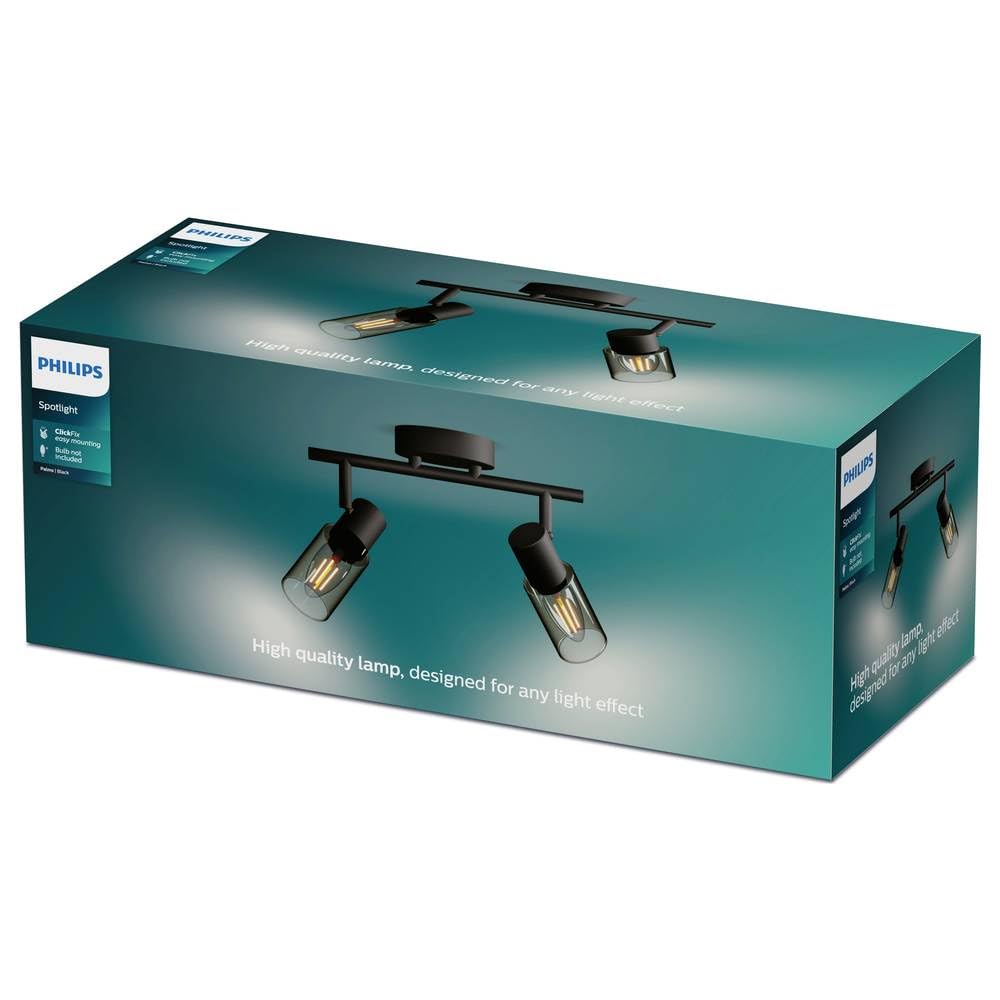 Philips Palms Spot, 2 faretti, 25W, attacco GU10, lampadina non inclusa, Grado di Protezione IP20, Nero