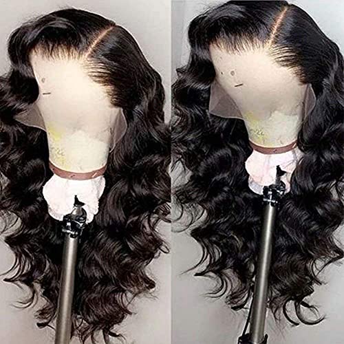 Body Wave HD Transparent Lace Front Wigs Human Hair 180 Density 13X6 Lace Front Wig Human Hair Pre plucked with Bleached Knots for Woman Full End Wig Brazilian Remy Hair Long Wavy 13X6 HD Lace Wig 20