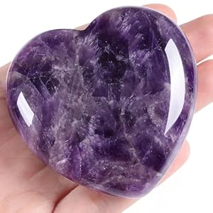 MAIBAOTA 60 mm Amethyst Crystal Rock Large Heart Stone Healing Crystals Gifts for Women Natural Reiki Gemstone Polished Heart Shaped Rocks Meditation