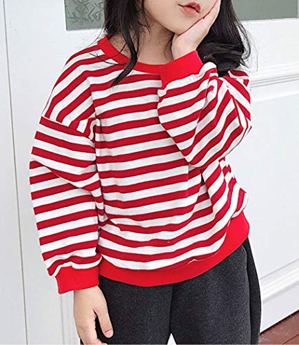 ASHER FASHION Unisex Kids Fall Clothes Long Sleeve Loose Casual Pullover Sweatshirt Crewneck Striped Top3