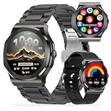 KALPADIVES Smart Watch per uomo e donna, 1,25 pollici HD Fitness Tracker con Bluetooth chiamate/frequenza cardiaca/monitoraggio del sonno/100+ modalità sport, acciaio inox+cinturino in silicone per