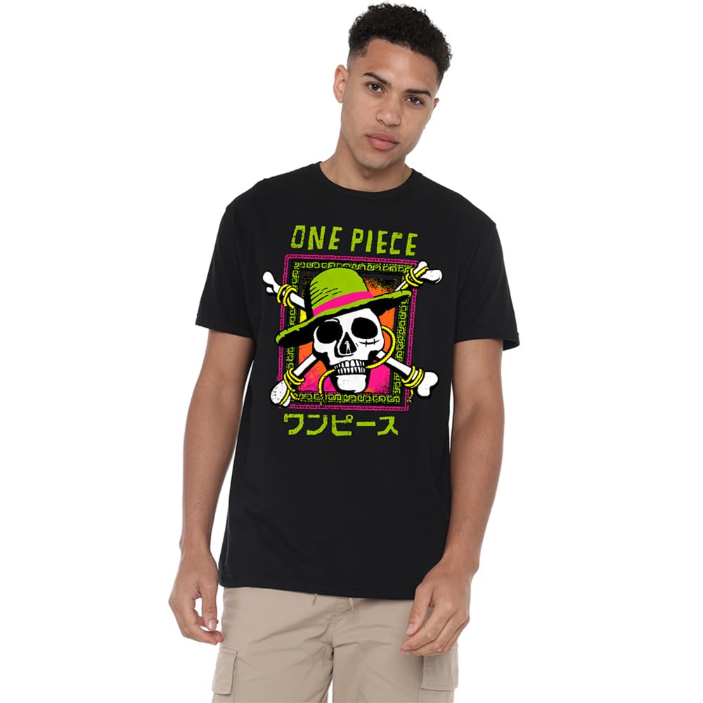 One Piece Jolly Roger Colourful Logo Unisex T-Shirt, Black, Small