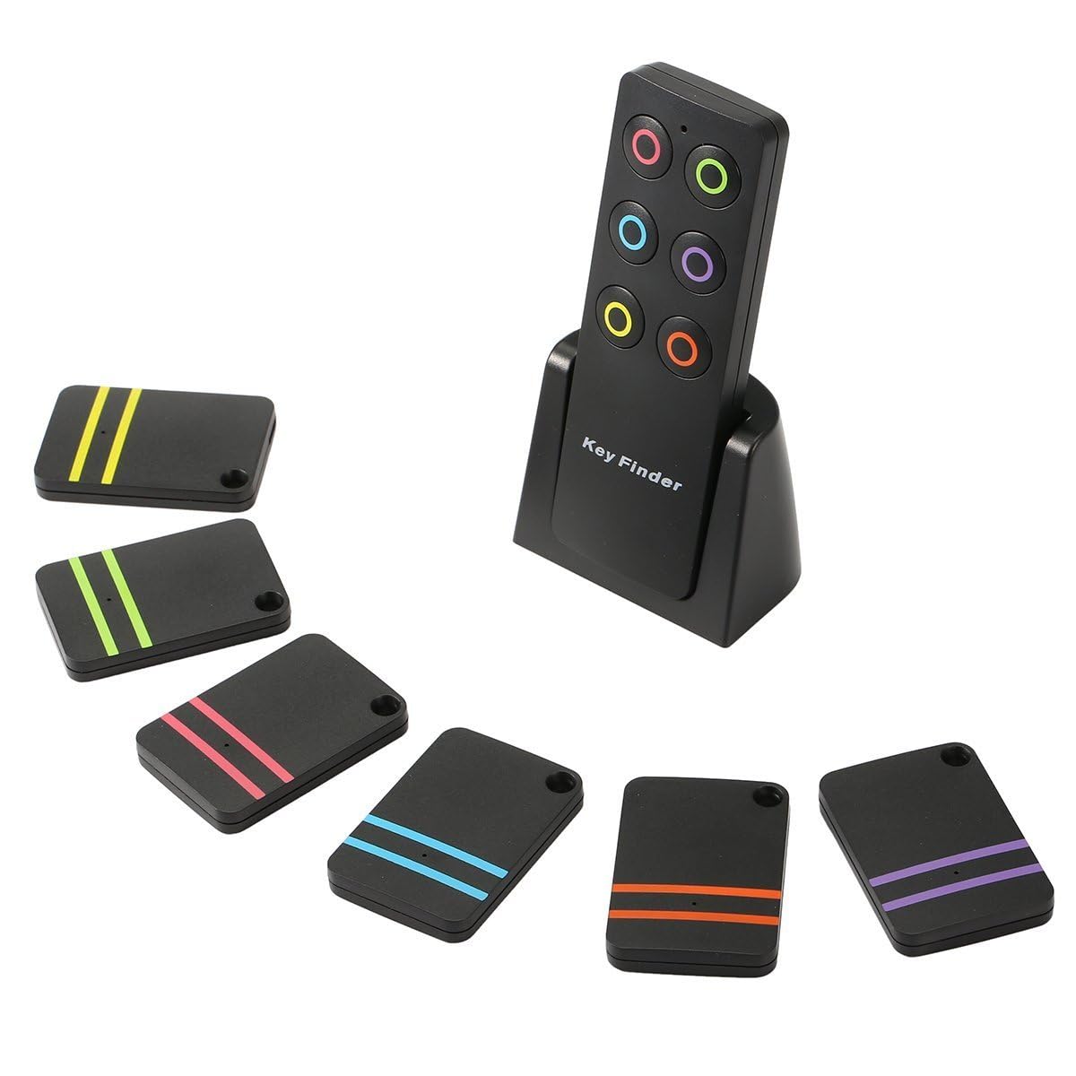 High-Volume Key Finder and Item Locator with RF Technology: 85dB+ Sound, 131ft Range, Wireless Remote Control, 6Receivers with Rings for Wallet, Keys,