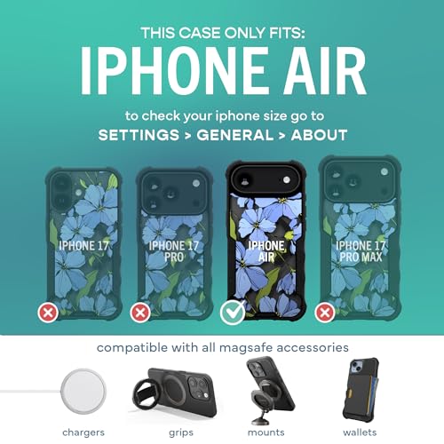 Image of Smartish iPhone Air MagSafe Case - Gripzilla Protective Magnetic Case for Men [Rugged + Tough] Military Grade Heavy Duty Grip Armor - Drop Tested for Apple iPhone Air - Blue Blossoms