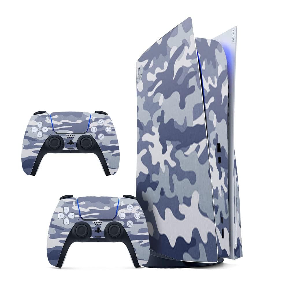 Army Them UV 3M Vinyl Sticker Decals for PlayStation 5 Disk Version Console and Two Dual Sense 5 Sticker Skins Black PS5 Skin Console and Controller Design [Video Game]-picture-16